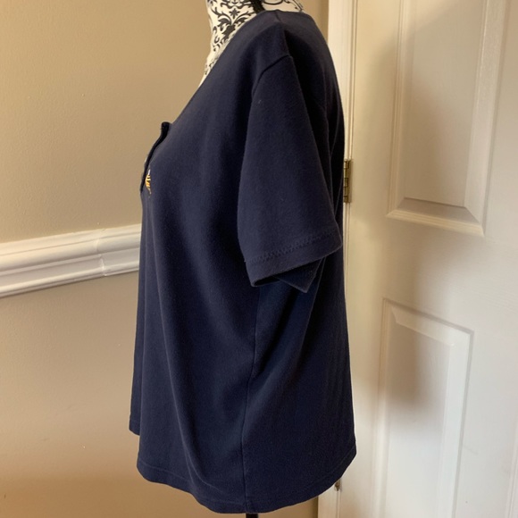 Pushers West Indies, women’s short sleeved, navy sailing shirt, size Lg. - Picture 5 of 11